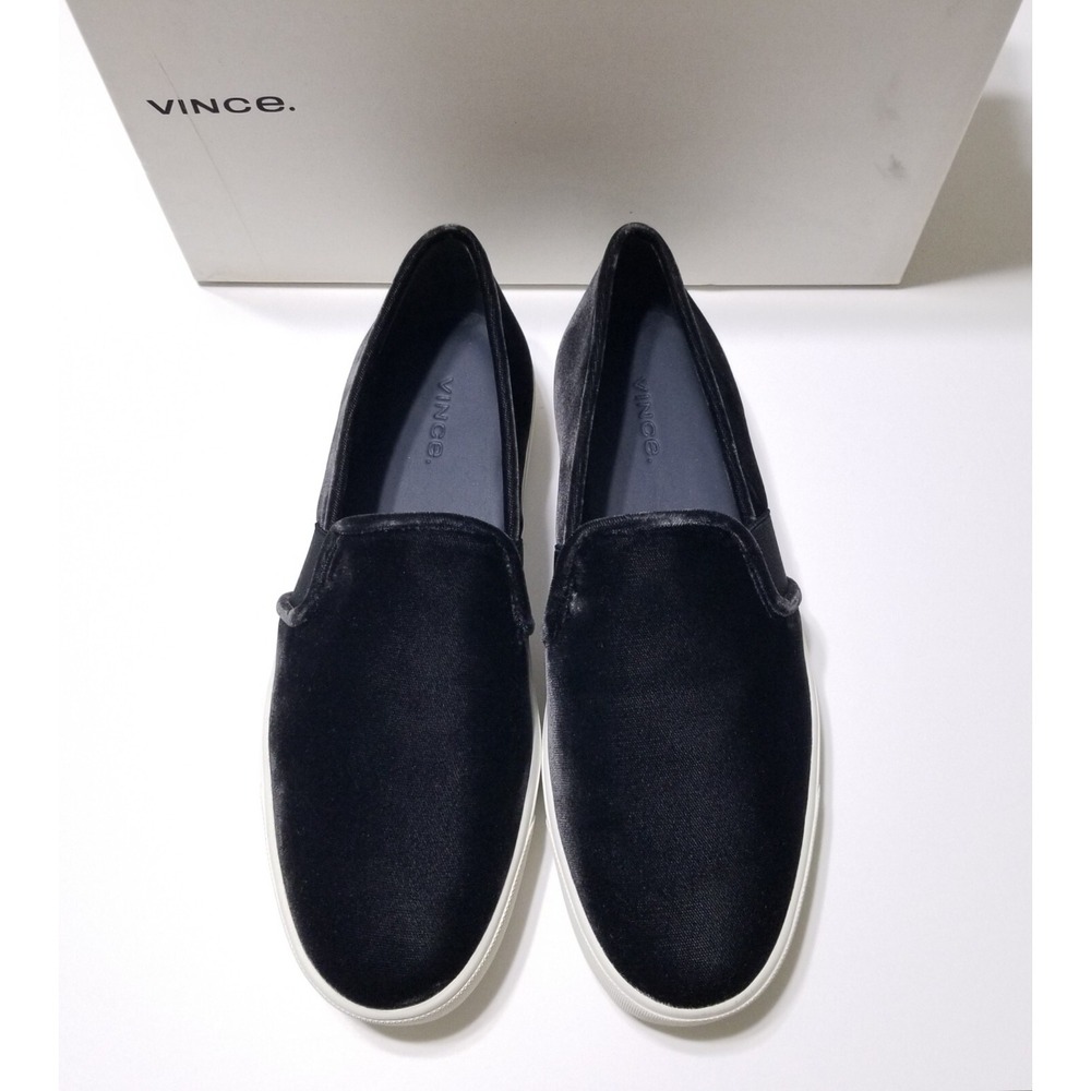 NIB Vince Blair 12 Velvet Slip On Sneakers Pewter Dark Charcoal Grey Size 9 $195